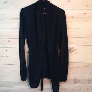 Anthropologie charcoal gray lace cardigan size Large